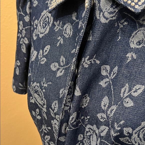 Eliza J Blue Floral Button-Down jeans Dress - Picture 10 of 16